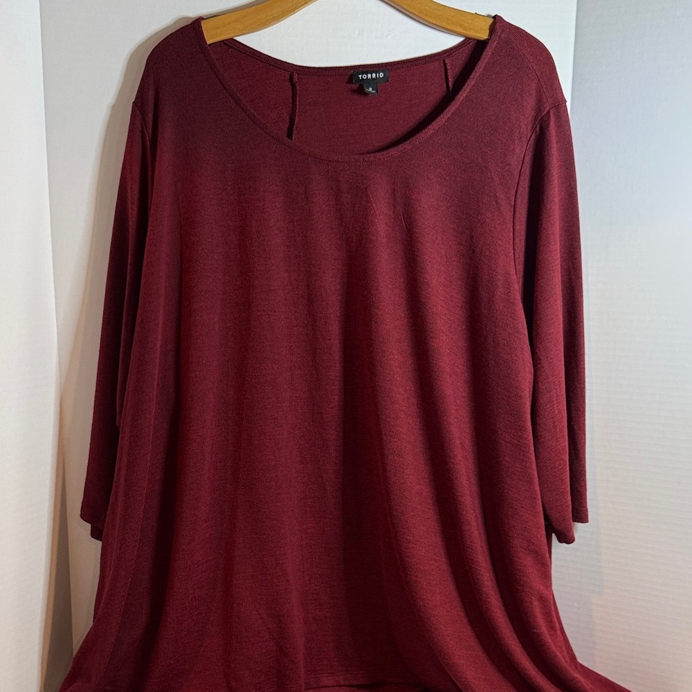 Torrid Deep Red 3/4 Sleeve Top